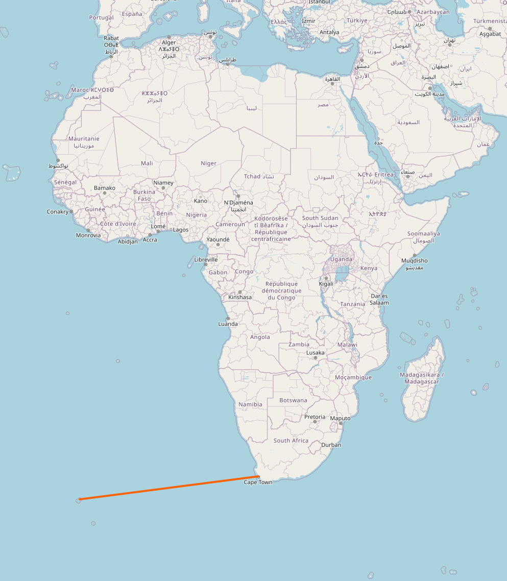 A map showing the longest routable way in OSM.
